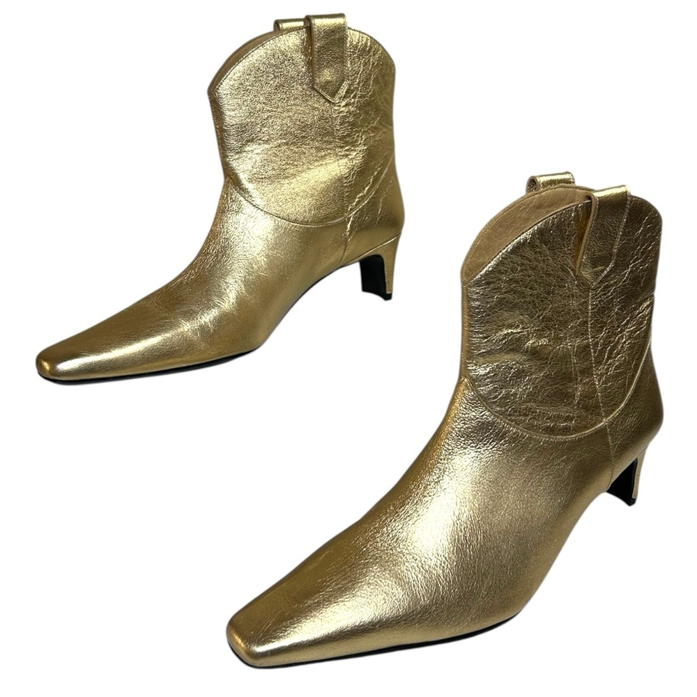 STAUD Gold Ankle Boots